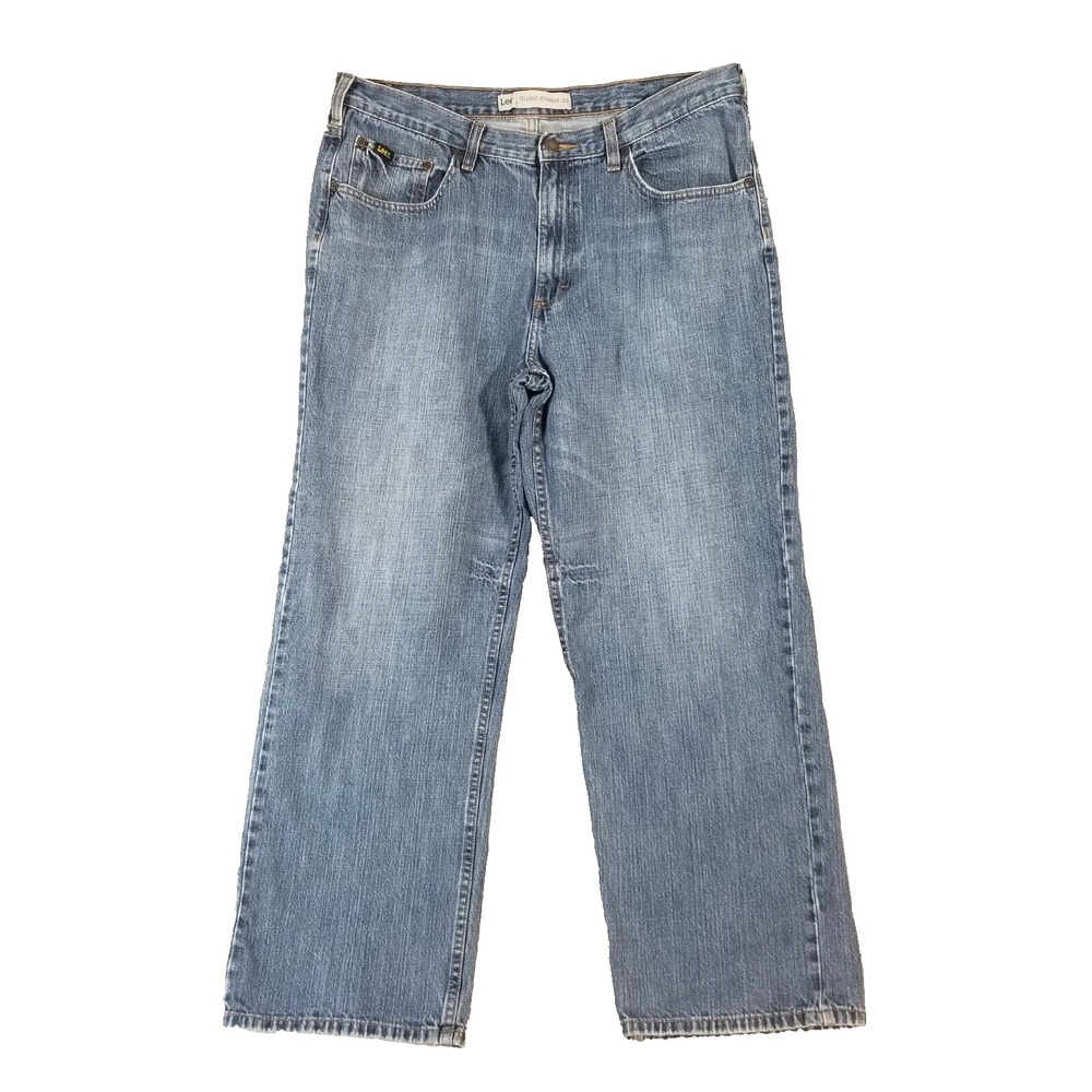 Lee Jeans Men 36x30 Blue Relaxed Straight Leg Denim Pants Retro 100% Cotton